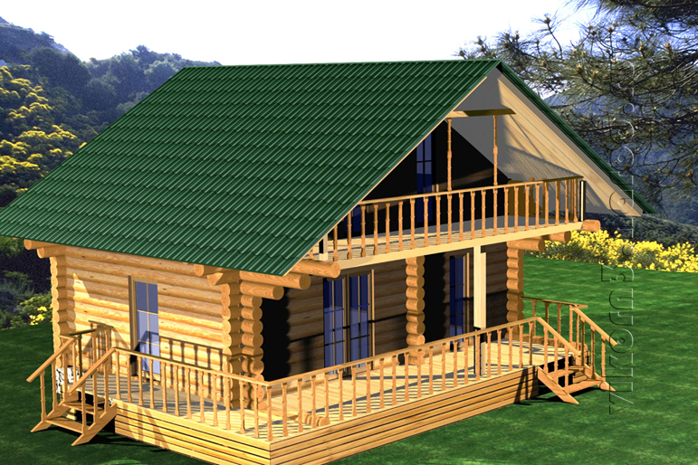 3Dмакет деревянного домика