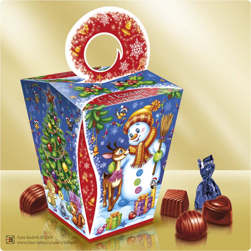 Упаковка новогодняя для шоколадных конфет