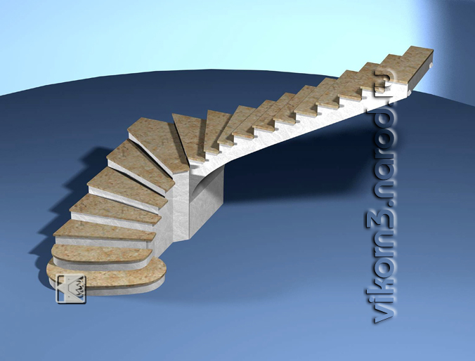 Макет лестницы из гранита на мет. каркасе