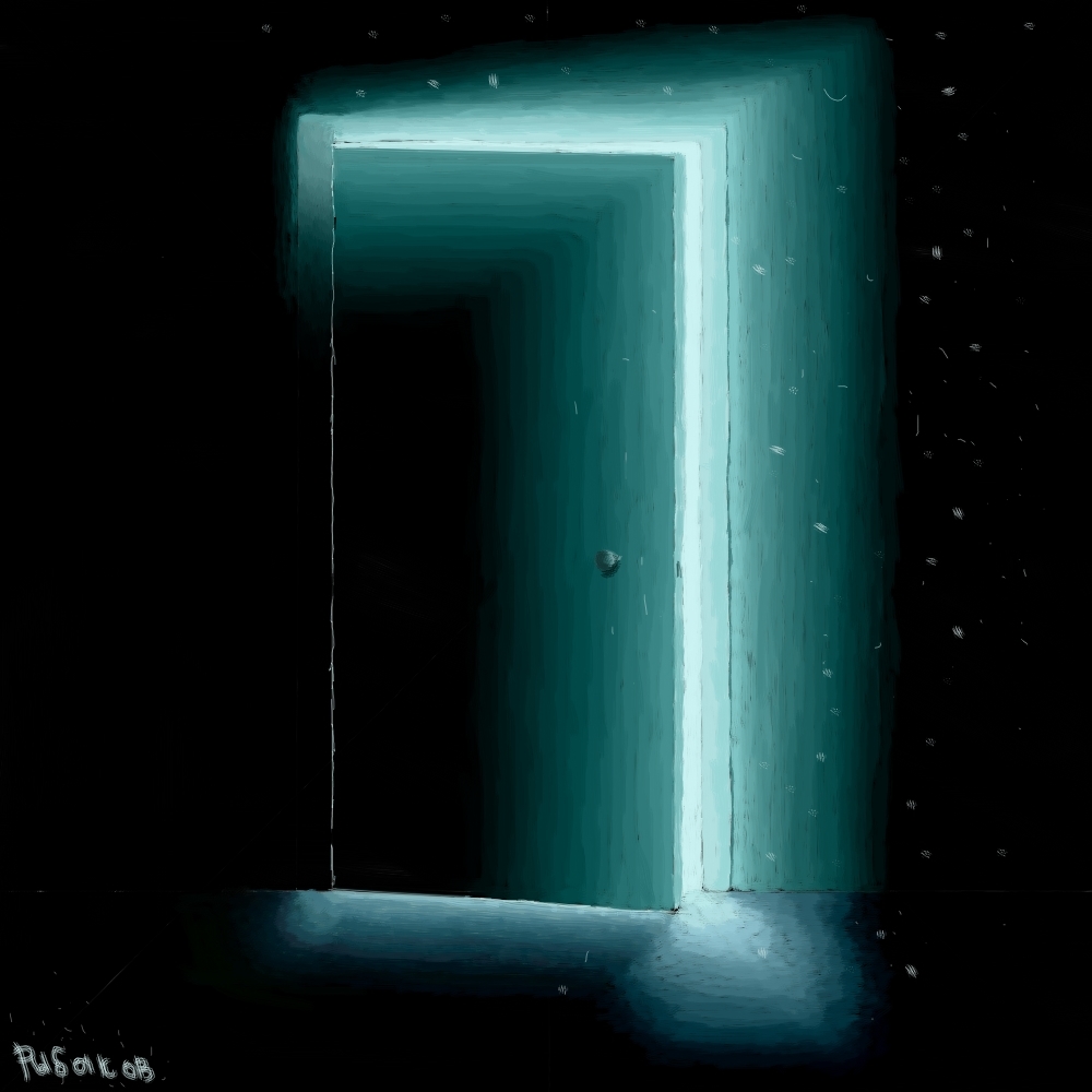 Outside the door
