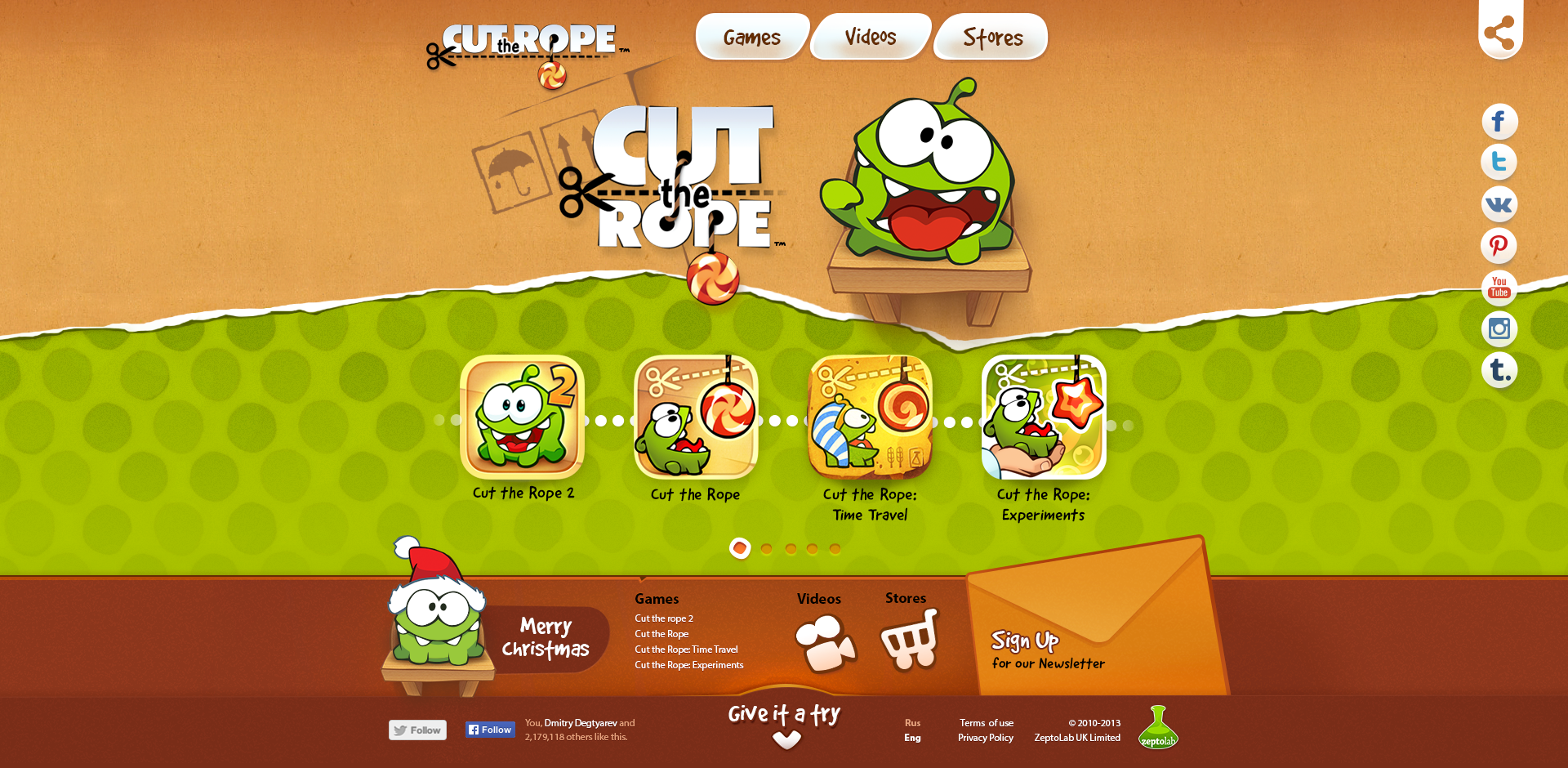 Сайт серии игр Сut the Rope