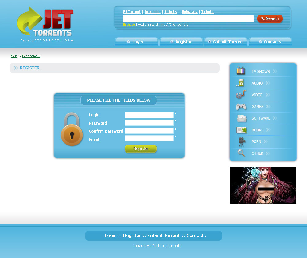 JetTorrent - Регистрация