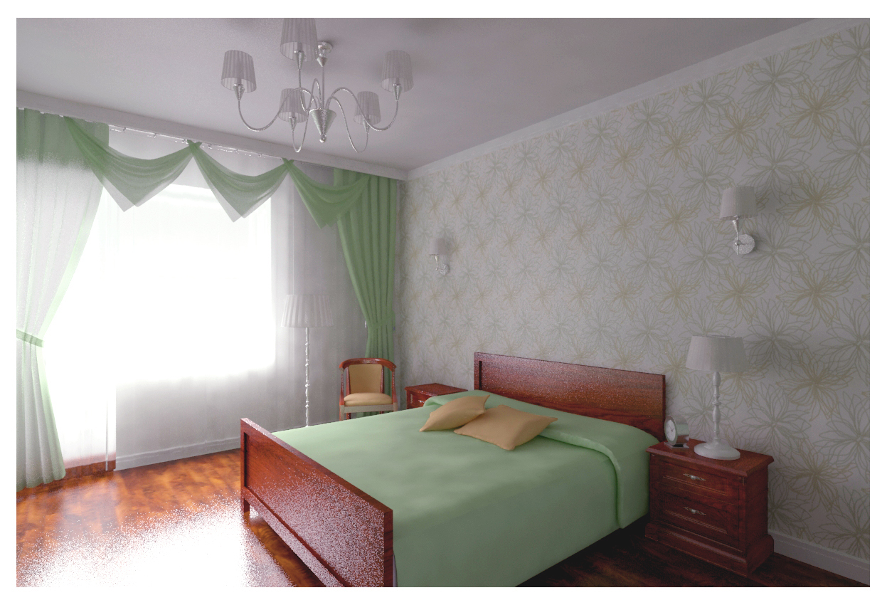 Декорирование спальни по ул.Дзержинского 39 - Зеленная гамма (монохром
