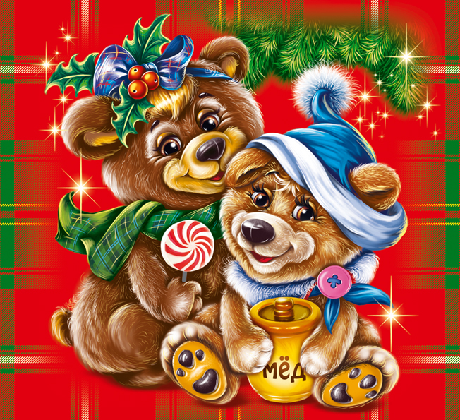 Иллюстрация для новогодней упаковки Медвежата